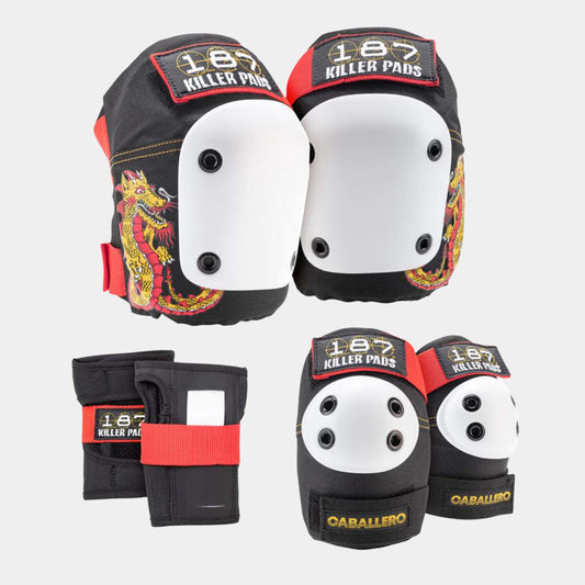 187 Killer Pads Kids | Six Pack Set- Caballero - Black/Red/Gold