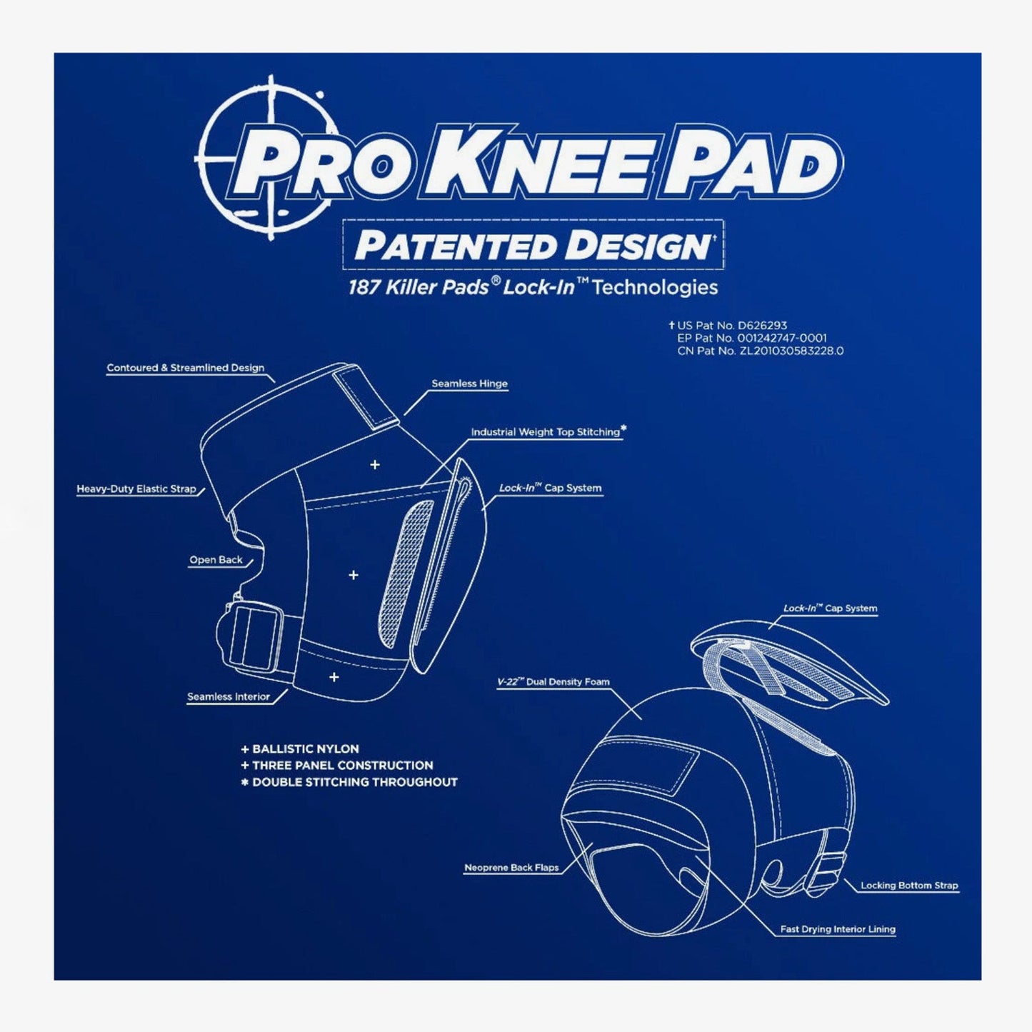 Pro Knee Pad - Black/White